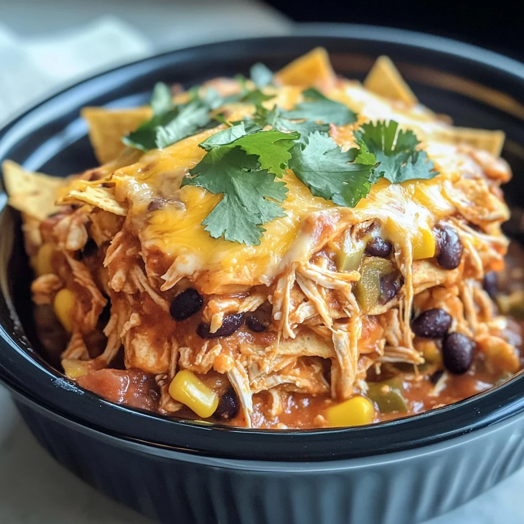 Crockpot Chicken Enchilada Casserole