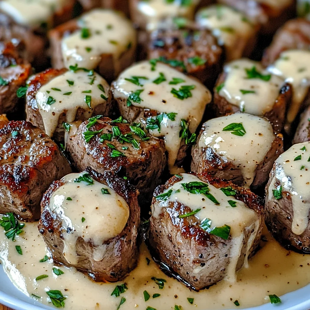 Garlic Butter Steak Bites with a Rich Parmesan Cream Sauce