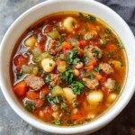 Italian Vegetable Soup with Spicy Sausage