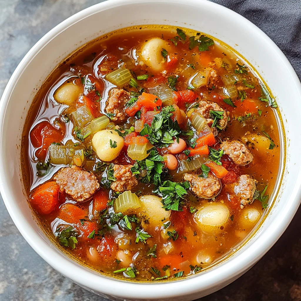 Italian Vegetable Soup with Spicy Sausage