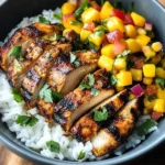 Jerk Chicken Bowls with Mango Salsa and Coconut Rice