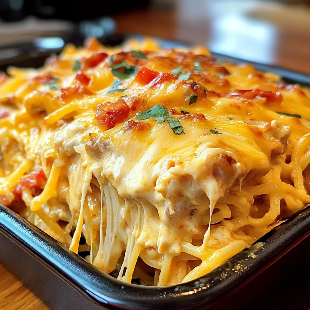 Spicy Southern Cheesy Chicken Spaghetti Casserole