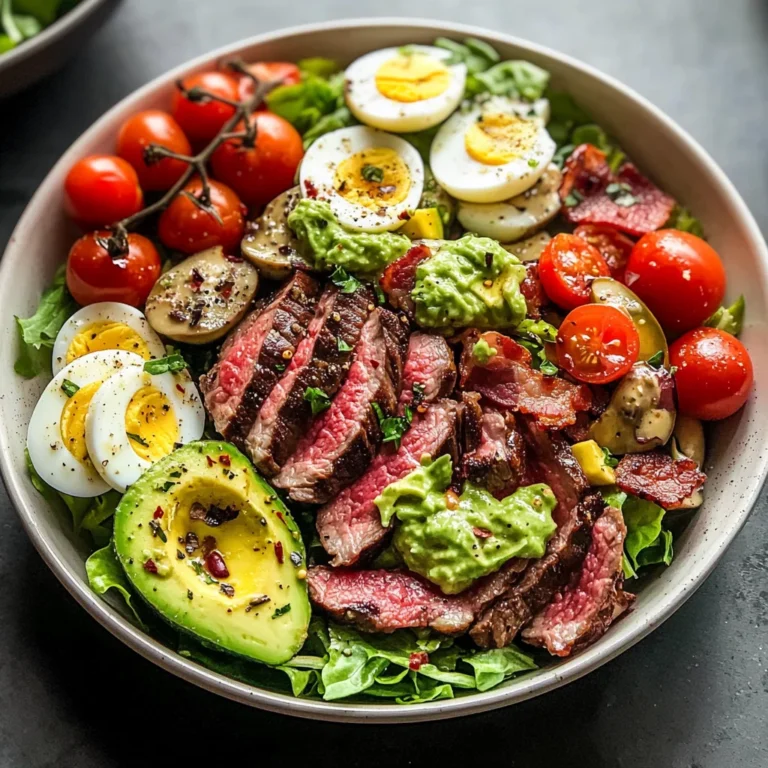 Steak Cobb Salad with Creamy Avocado Dressing {Whole30, Keto}