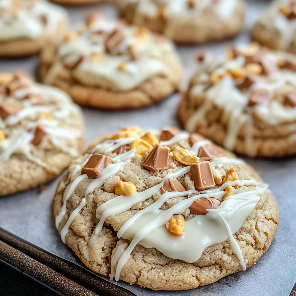 White Chocolate Reese’s Cheesecake Cookies