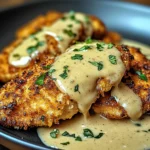 Crispy Parmesan Chicken with a Rich Garlic Sauce - Easy Dinner Idea