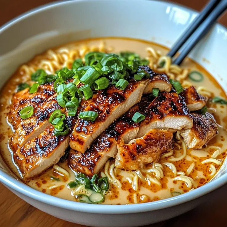Fiery Chicken Ramen with Creamy Garlic Sauce