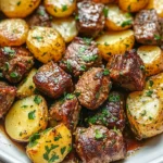 Garlic Steak Bites and Potatoes
