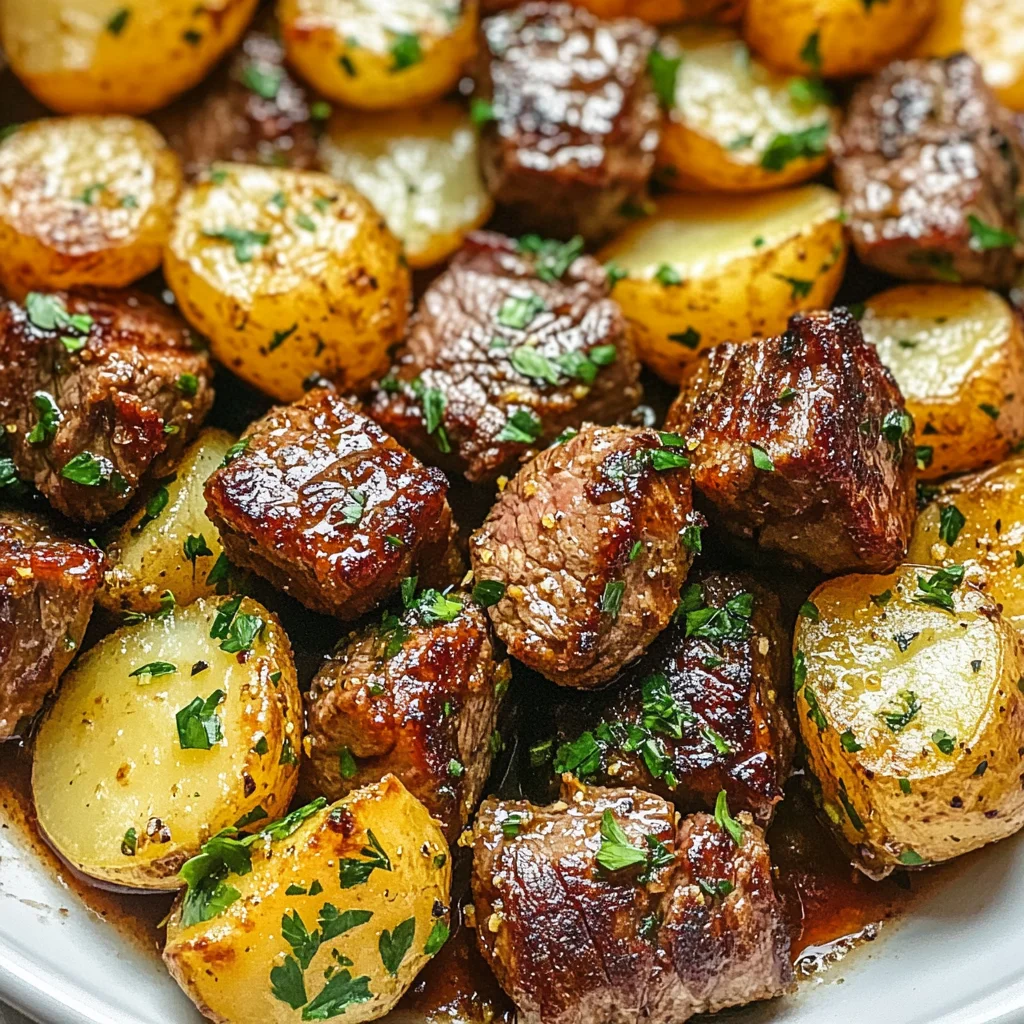 Garlic Steak Bites and Potatoes