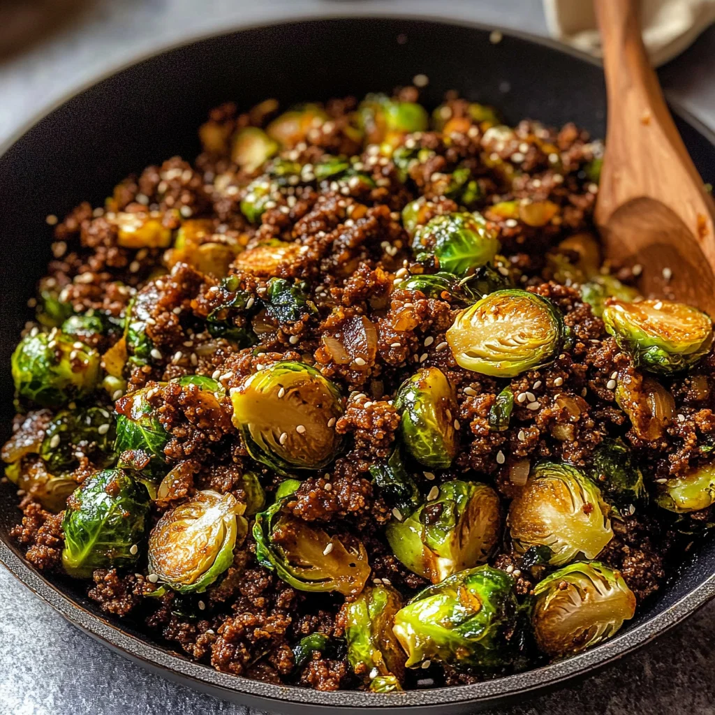 Ground Beef and Brussels Sprouts