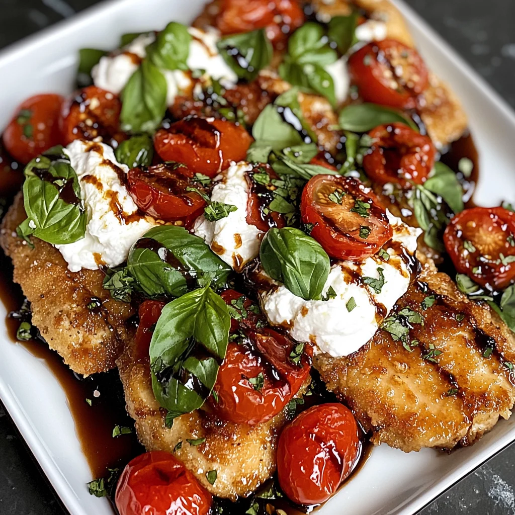 Italian Basil Chicken Cutlets with Tomato and Burrata Topping