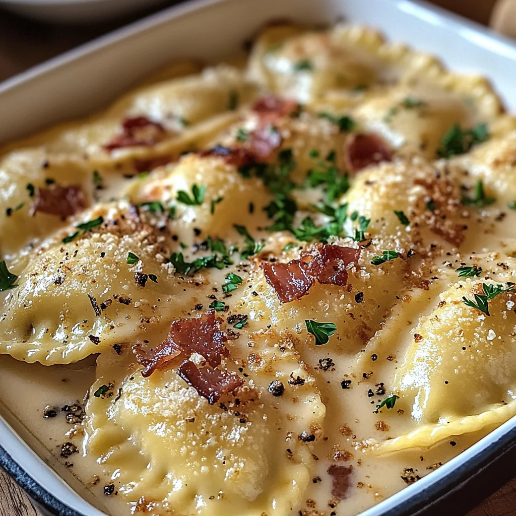 Olive Garden-Inspired Ravioli Carbonara