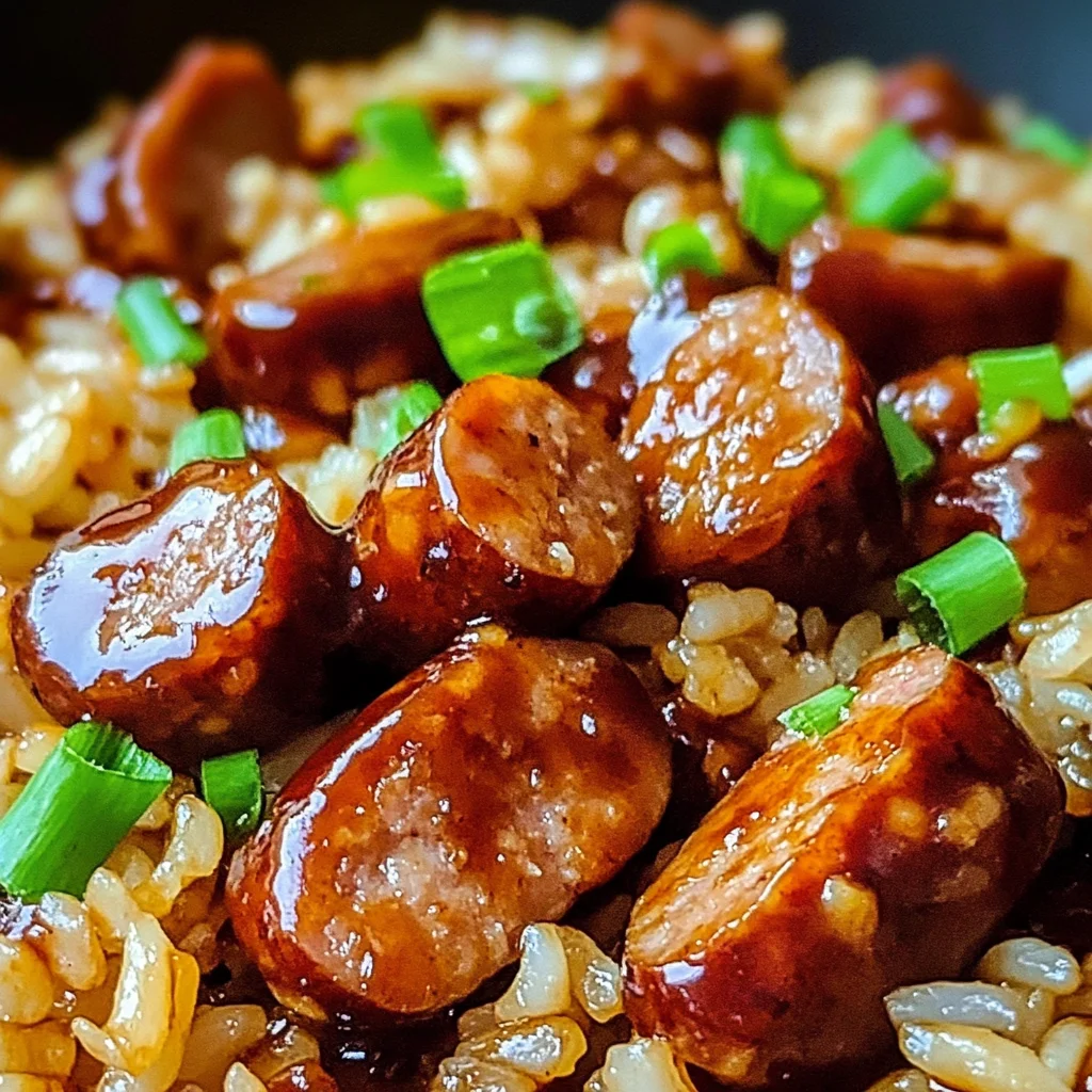One-Pan Sweet and Tangy BBQ Sausage Rice