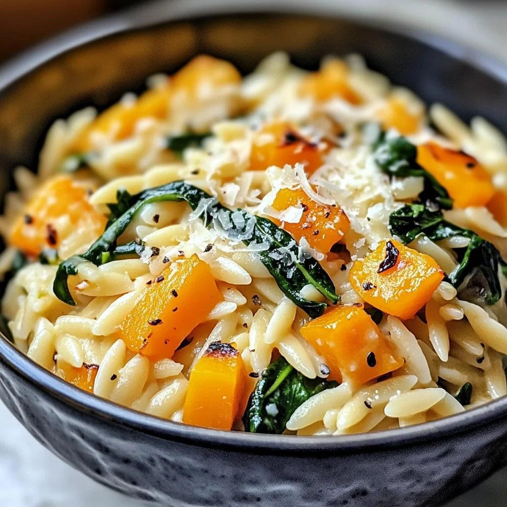 Creamy Orzo with Roasted Butternut Squash and Spinach