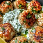 Juicy Greek Chicken Meatballs with Tzatziki