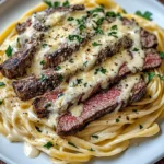 Savory Steak Gorgonzola Alfredo with Creamy Parmesan Sauce