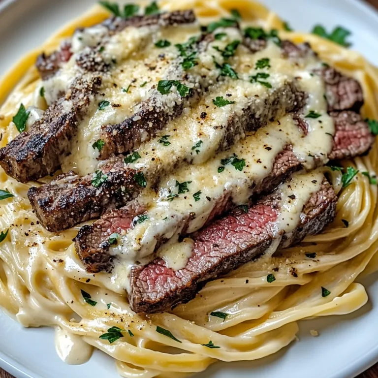 Savory Steak Gorgonzola Alfredo with Creamy Parmesan Sauce
