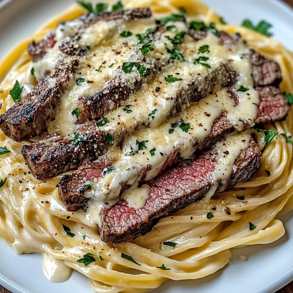 Savory Steak Gorgonzola Alfredo with Creamy Parmesan Sauce